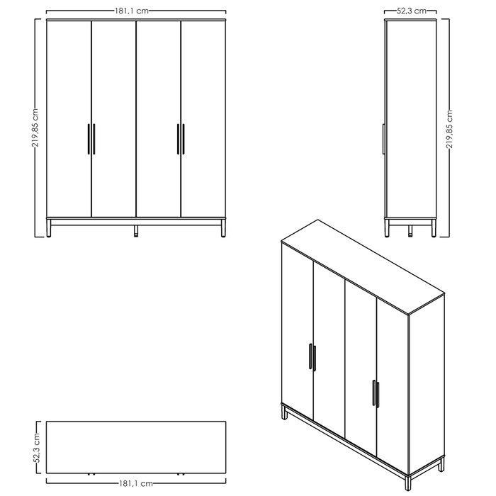 Hanah Home Etto Mm1.44.63.U1 Madera y Roble Blanco Hanah Home Etto Mm1.44.63.U1 Madera y Roble Blanco